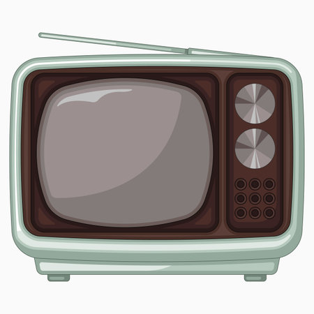 Retro TV on white background. Vector illustration in cartoon style.のイラスト素材