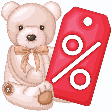 Teddy bear with percent sign. Vector illustration of a teddy bear.のイラスト素材