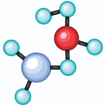 Molecular structure of blue and red color. Vector illustration.のイラスト素材