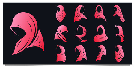 Set hijab style logo design for fashion muslimah with unique concept Premium Vector Part 2のイラスト素材