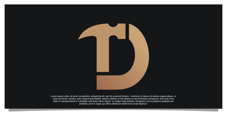 Creative initial letter D with hammer logo design unique concept Premium Vectorのイラスト素材