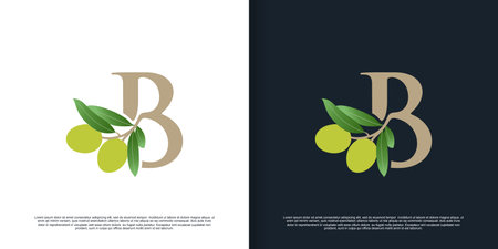 Illustration of olive letter logo B unique concept Premium Vectorのイラスト素材