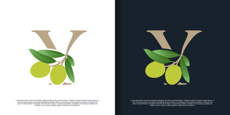 Illustration of olive letter logo Y unique concept Premium Vectorのイラスト素材