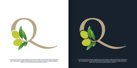 Illustration of olive letter logo Q unique concept Premium Vectorのイラスト素材