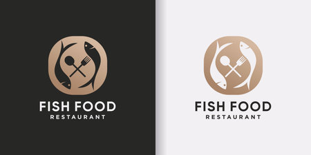 Fish food logo design template with negative space and unique conceptのイラスト素材