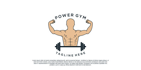 Power gym logo design simple concept Premium Vectorのイラスト素材