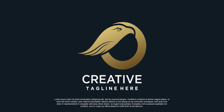 Letter O logo design with head eagle unique concept Premium Vectorのイラスト素材