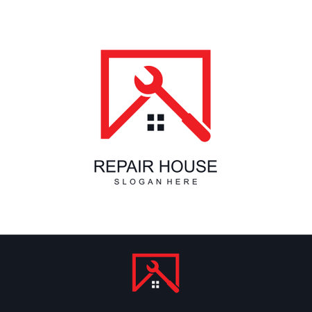 Repair house logo design vector llustration simple project Premium Vector Part 3のイラスト素材