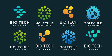 Set bio tech  logo design simple concept Premium Vectorのイラスト素材