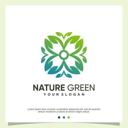 Nature logo design with modern abstract style Premium Vectorのイラスト素材