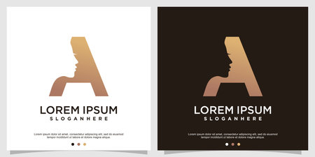 Letter A logo concept woman face style Premium Vectorのイラスト素材