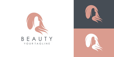 Beauty and hair vector icon for woman with modern creative logo design Premium Vectorのイラスト素材