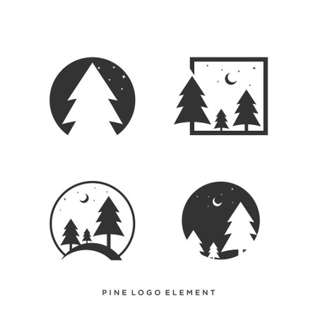 Set of pine logo vector design element with creative styleのイラスト素材