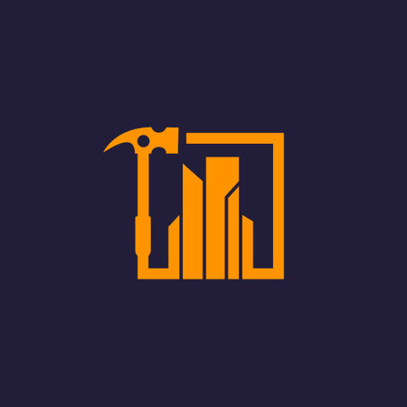 Construction logo vector with hammer concept designのイラスト素材