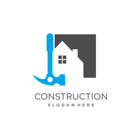 Construction logo vector with hammer concept designのイラスト素材