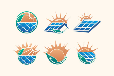 Solar logo design vector collection with unique element ideaのイラスト素材