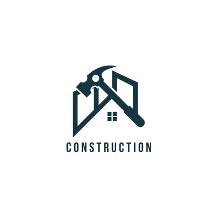 Construction logo vector with hammer concept designのイラスト素材