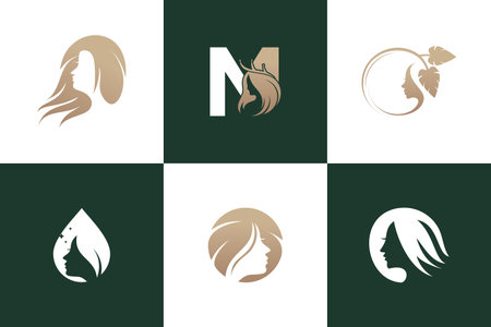 Beauty woman logo design vector collection with unique element ideaのイラスト素材