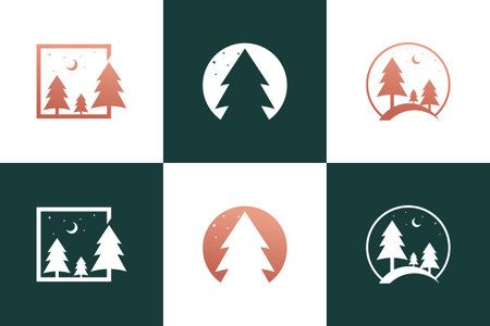Pine logo design collection with unique ideaのイラスト素材