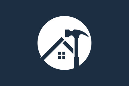 Repair house logo vector with unique concept Premium Vectorのイラスト素材