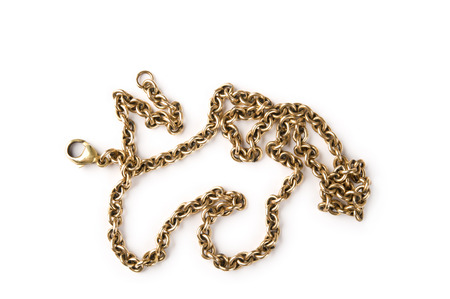 Gold chain on white background.の写真素材