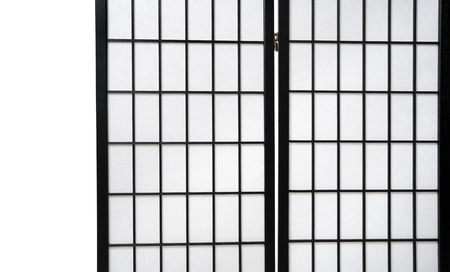 Rice paper screen on white backgroundの写真素材