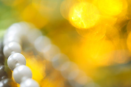 White pearl necklace.  Selective focus and shallow depth of field.の写真素材