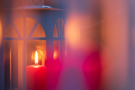 Candle lantern. Selective focus and shallow depth of field.の写真素材
