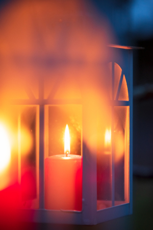 Candle lantern. Selective focus and shallow depth of field.の写真素材
