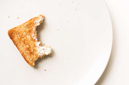 Slice of eaten toast on a plate