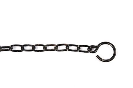 Black metal chain on white background.の写真素材