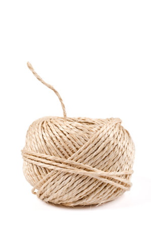 Clew of rope on white background.の写真素材