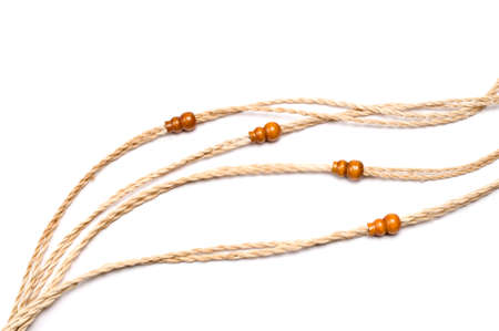 Tangled rope on white background.