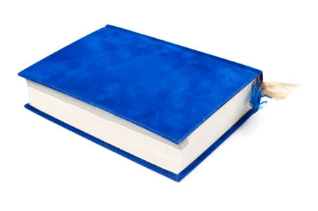 Blue book on white background.の写真素材