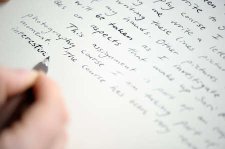 Writing letter to a friend. My own words.の写真素材