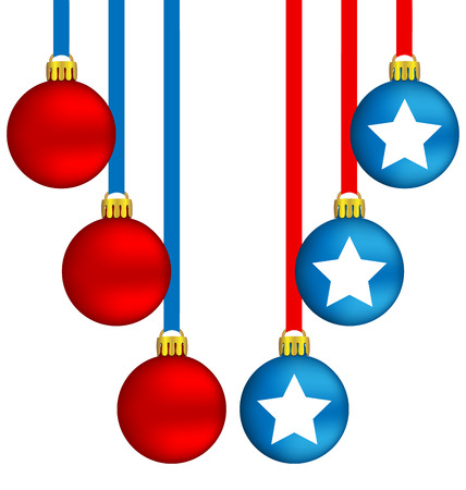Six Christmas balls in US national colorsのイラスト素材