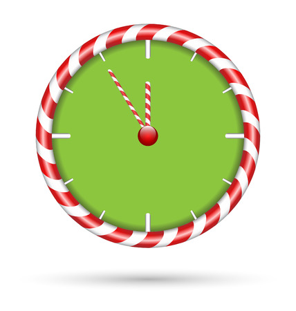 Candy cane clock already midnight isolated on white backgroundのイラスト素材