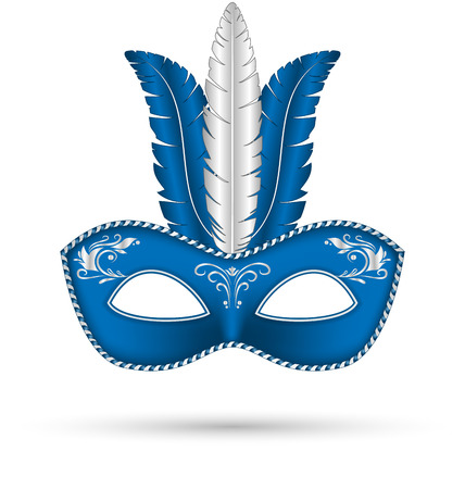blue mask with feathers isolated on white backgroundのイラスト素材