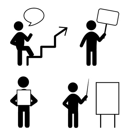 Set of business flat icons with blank space for text isolated on whiteのイラスト素材