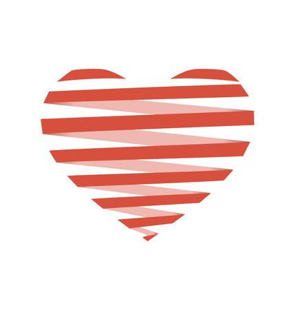 Red flat Spiral heart like origami isolated on white backgroundのイラスト素材