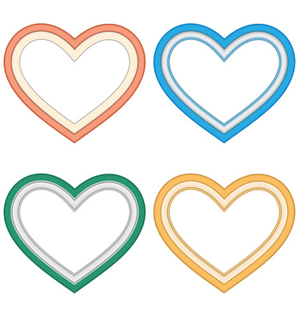 Four hearts love frames isolated on white backgroundのイラスト素材