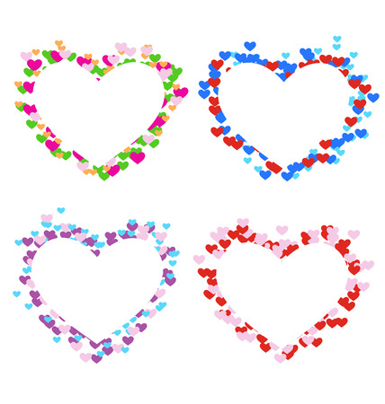 Four multicolored frames with hearts isolated on white backgroundのイラスト素材