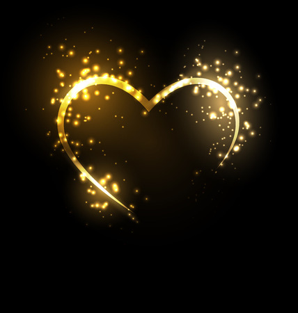 Sparkling heart on black backgroundのイラスト素材