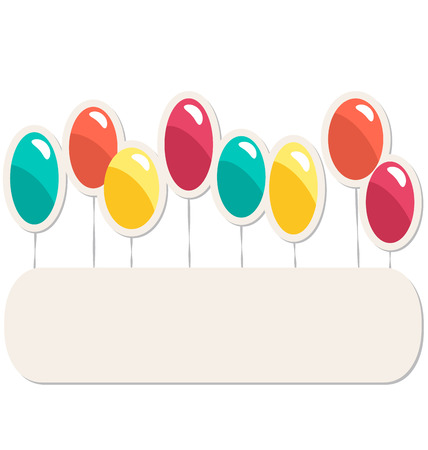 Multicolored air balls with blank frame isolated on white backgroundのイラスト素材