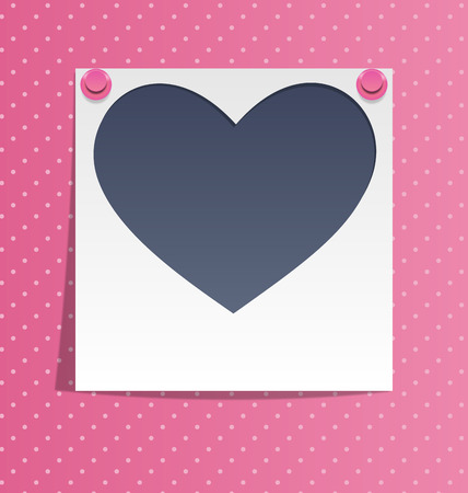 Love photo frame on wall with pink pins on pink backgroundのイラスト素材