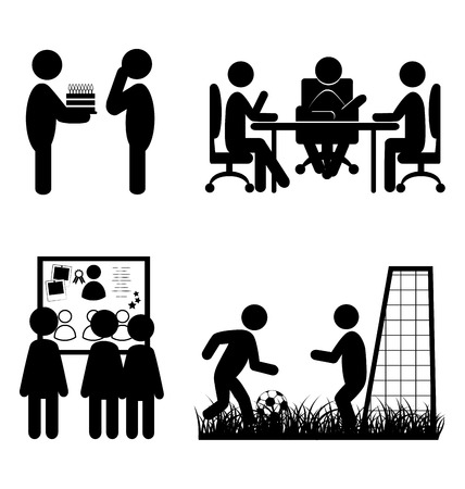 Set of flat office internal communications icons isolated on white backgroundのイラスト素材