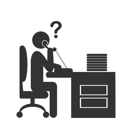 Flat phone people office icon isolated on white backgroundのイラスト素材