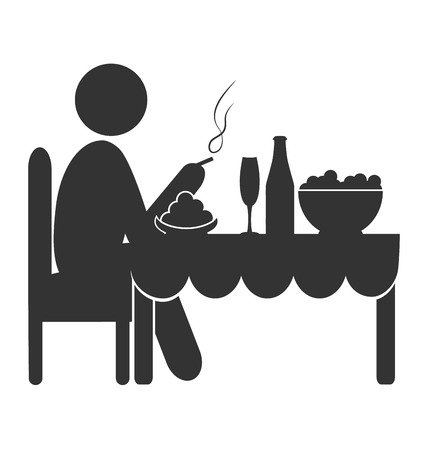 Flat dinner icon with cigarette isolated on white backgroundのイラスト素材