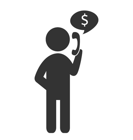 Business finance icon with phone isolated on white backgroundのイラスト素材