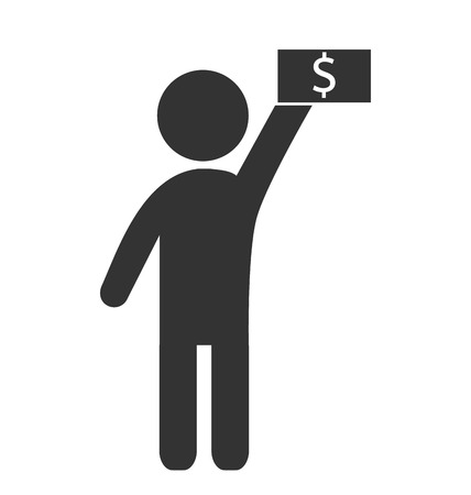 Business finance icon with dollar banknote isolated on white backgroundのイラスト素材